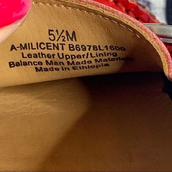 Franco Sarto Red Leather Upper Loafers Size 5 1/2 - Picture 6 of 8